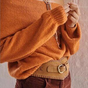 NWT, Anthropologie Suede Corset Belt, Honey, M/L